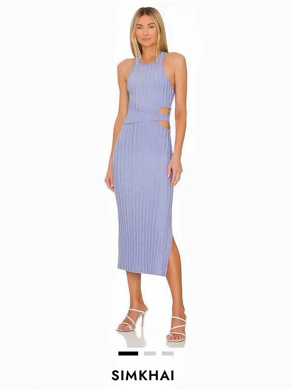 Jonathan Simkhai Kaya Cut Out Midi Dress Purple Medium NWT